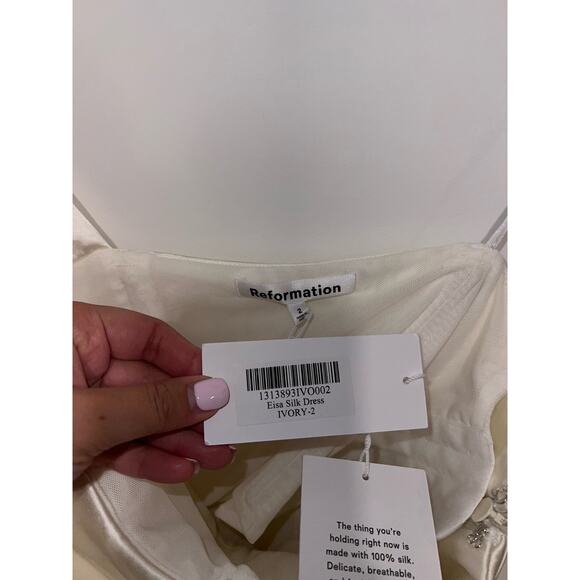 Reformation Eisa Silk Dress Ivory size 2 NWT - Picture 5 of 12